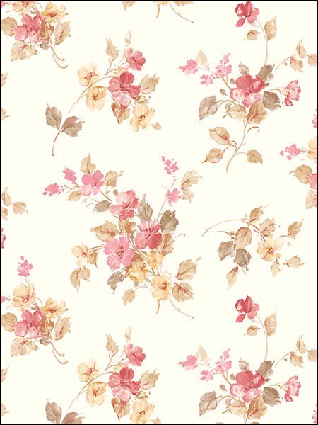 Floral Blossom Mini wallpaper in pink and browns color - pattern number PP35504 - by Patton Norwall in the Pretty Prints 4 collection