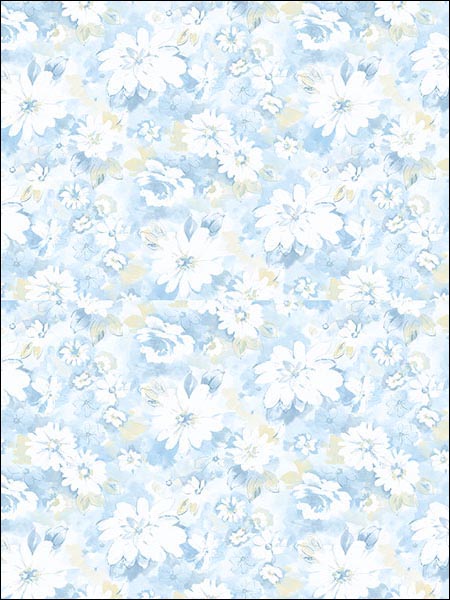 Floral Daisy Chain wallpaper in blues and yellows color - pattern number PP35531 - by Patton Norwall in the Pretty Prints 4 collection