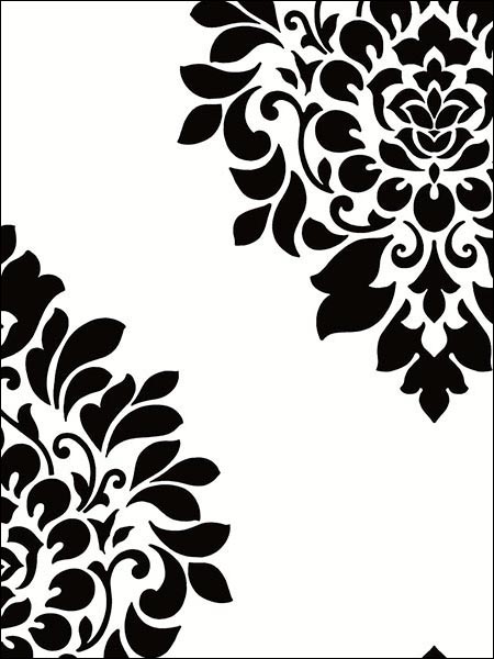 Medallion Damask fabric in black white color - pattern number BW28736 - by Patton Norwall in the Shades collection