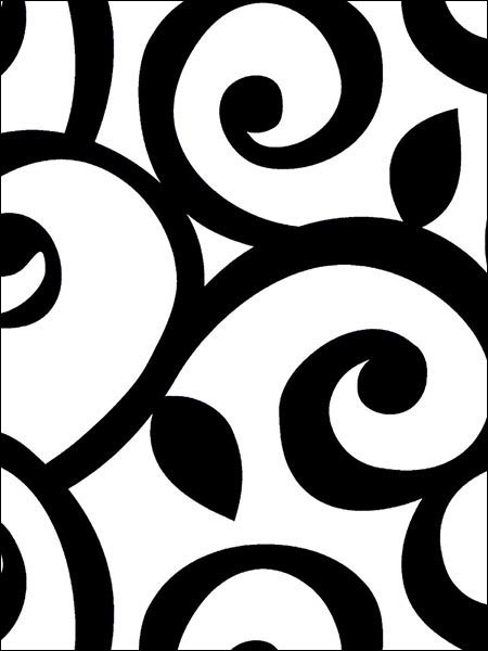 Curling Leaf fabric in black white color - pattern number HB25872 - by Patton Norwall in the Shades collection