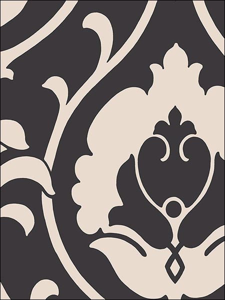 Italian Damask fabric in black taupe color - pattern number SH34515 - by Patton Norwall in the Shades collection