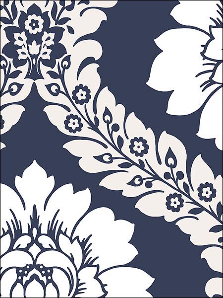 Daisy Damask fabric in navy color - pattern number SH34516 - by Patton Norwall in the Shades collection
