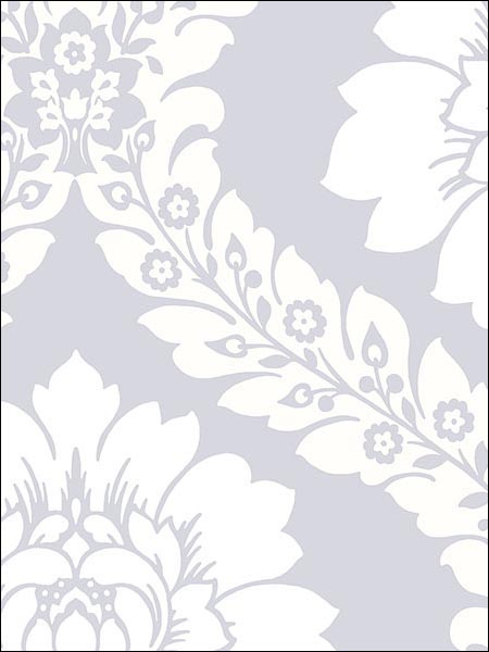 Daisy Damask fabric in metallic silver light cream color - pattern number SH34519 - by Patton Norwall in the Shades collection