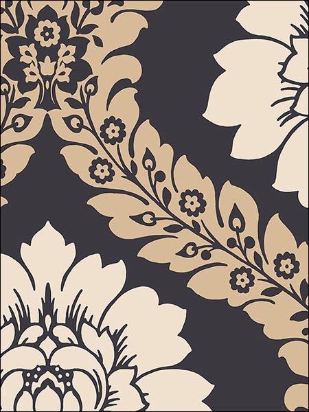 Italian Damask fabric in black beige color - pattern number SH34520 - by Patton Norwall in the Shades collection