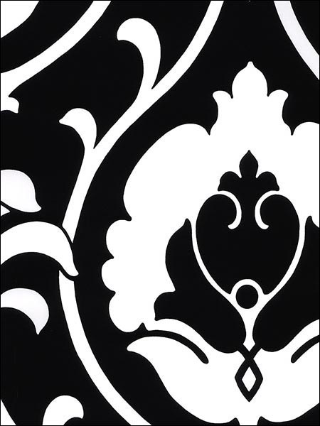 Italian Damask fabric in black white color - pattern number TU27102 - by Patton Norwall in the Shades collection