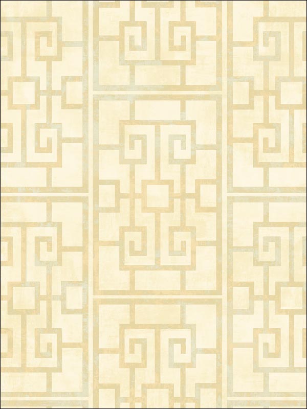 Dynasty Lattice fabric in metallic pearl and mint color - pattern number AI40201 - by Seabrook in the Koi collection