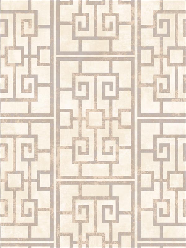 Dynasty Lattice fabric in metallic pearl and gray color - pattern number AI40208 - by Seabrook in the Koi collection