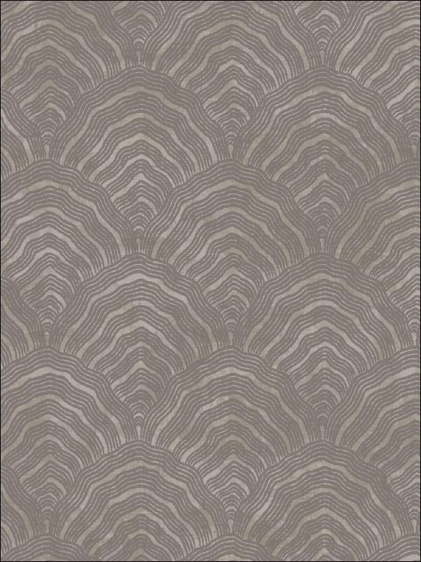Confucius Scallop fabric in charcoal and metallic silver color - pattern number AI41508 - by Seabrook in the Koi collection