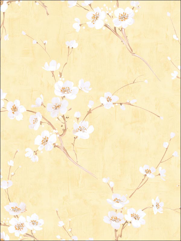 Silk Road Dogwood wallpaper in metallic pearl and gold color - pattern number AI41603 - by Seabrook in the Koi collection