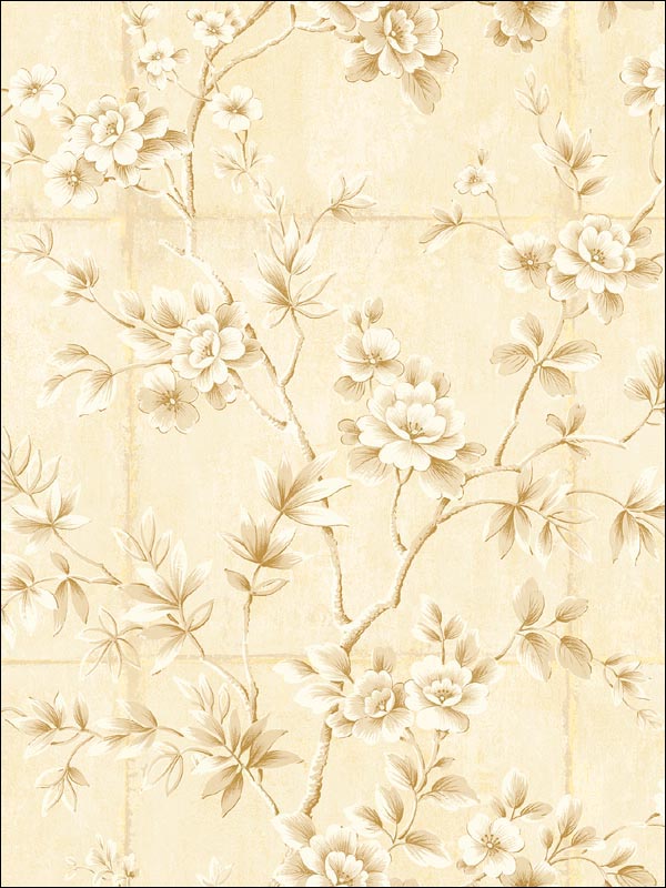 Great Wall Floral wallpaper in metallic gold and greige color - pattern number AI41903 - by Seabrook in the Koi collection