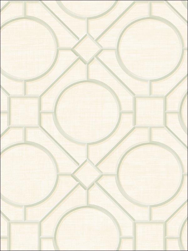 Silk Road Trellis wallpaper in metallic mint and off white color - pattern number AI42414 - by Seabrook in the Koi collection