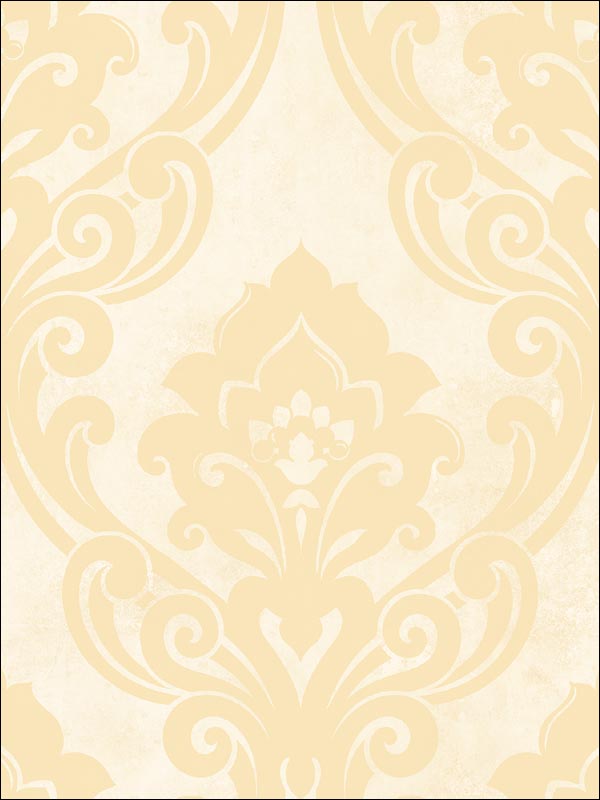 Vogue Damask fabric in metallic gold and off white color - pattern number NE50105 - by Seabrook in the Nouveau Luxe collection