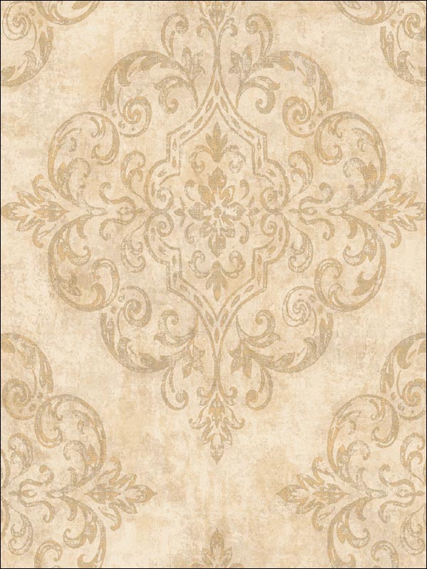Atelier fabric in metallic gold and off white color - pattern number NE50307 - by Seabrook in the Nouveau Luxe collection