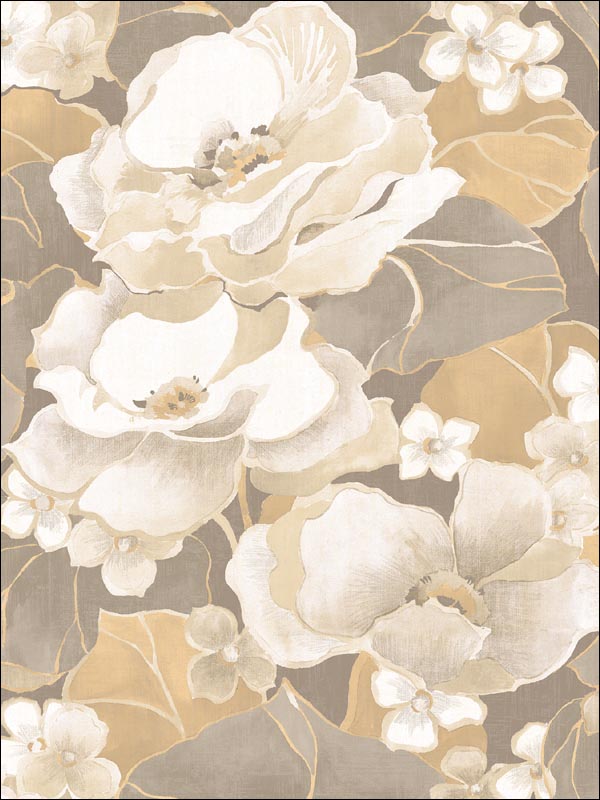 Adorn fabric in metallic silver off white and tan color - pattern number NE50508 - by Seabrook in the Nouveau Luxe collection