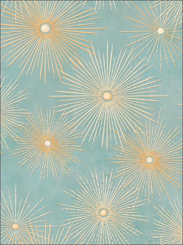 Catwalk fabric in teal and metallic gold color - pattern number NE51004 - by Seabrook in the Nouveau Luxe collection