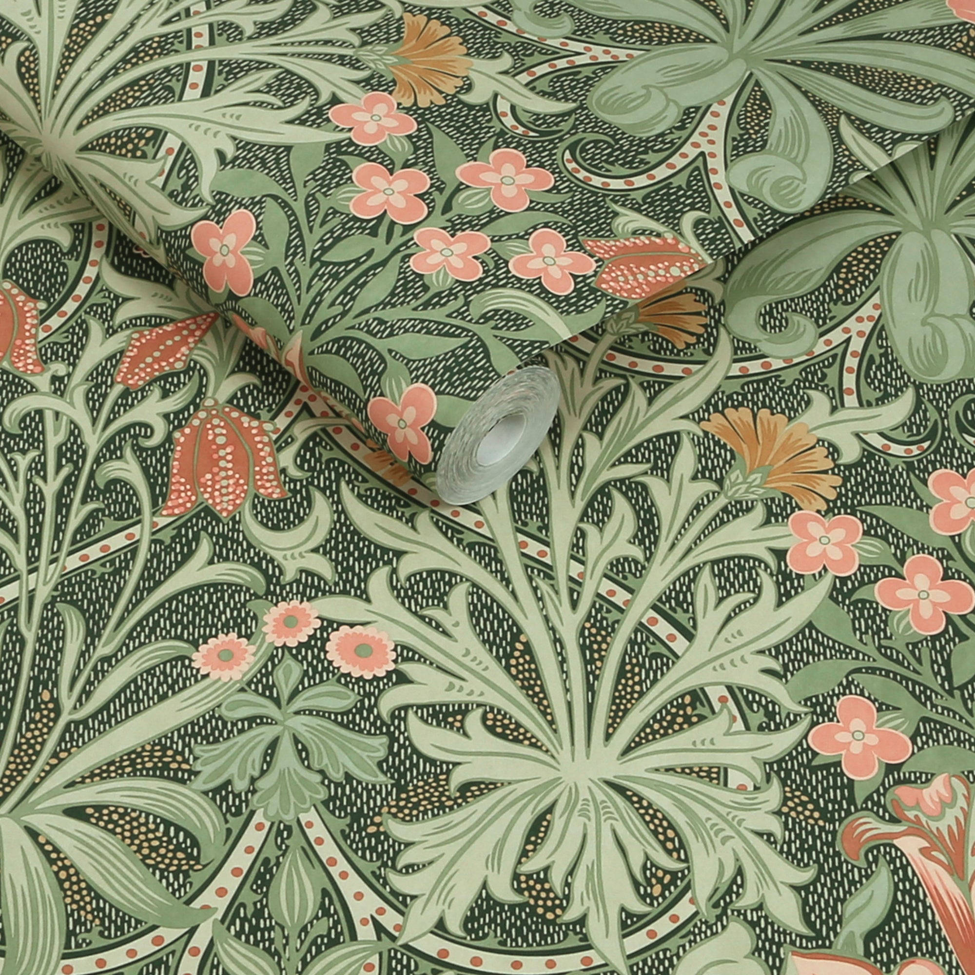 Woodland Weeds Wallpaper in forest color - pattern number 145677 - by William Morris in the William Morris at Home SS26 collection