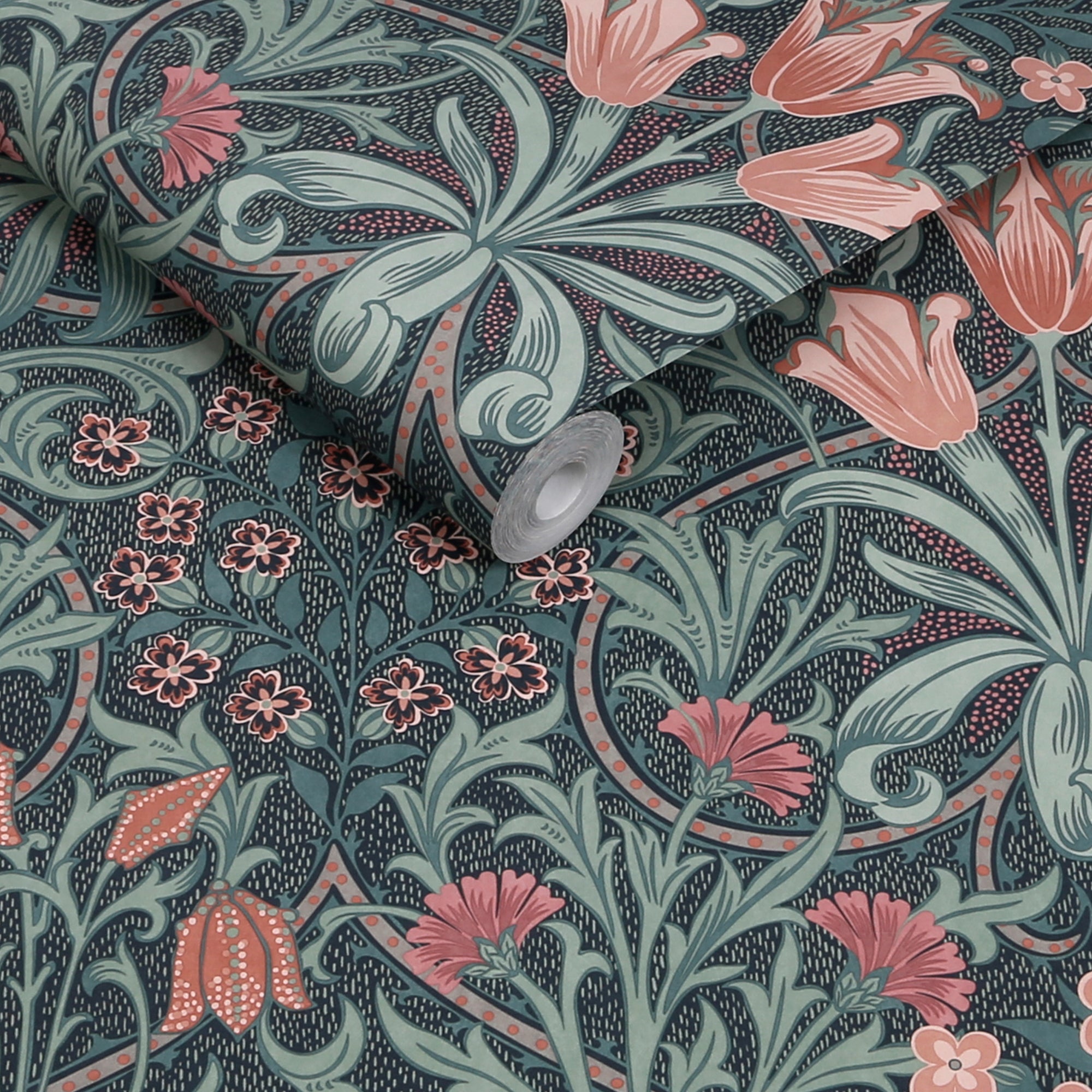 Woodland Weeds Wallpaper in midnight color - pattern number 145678 - by William Morris in the William Morris at Home SS26 collection