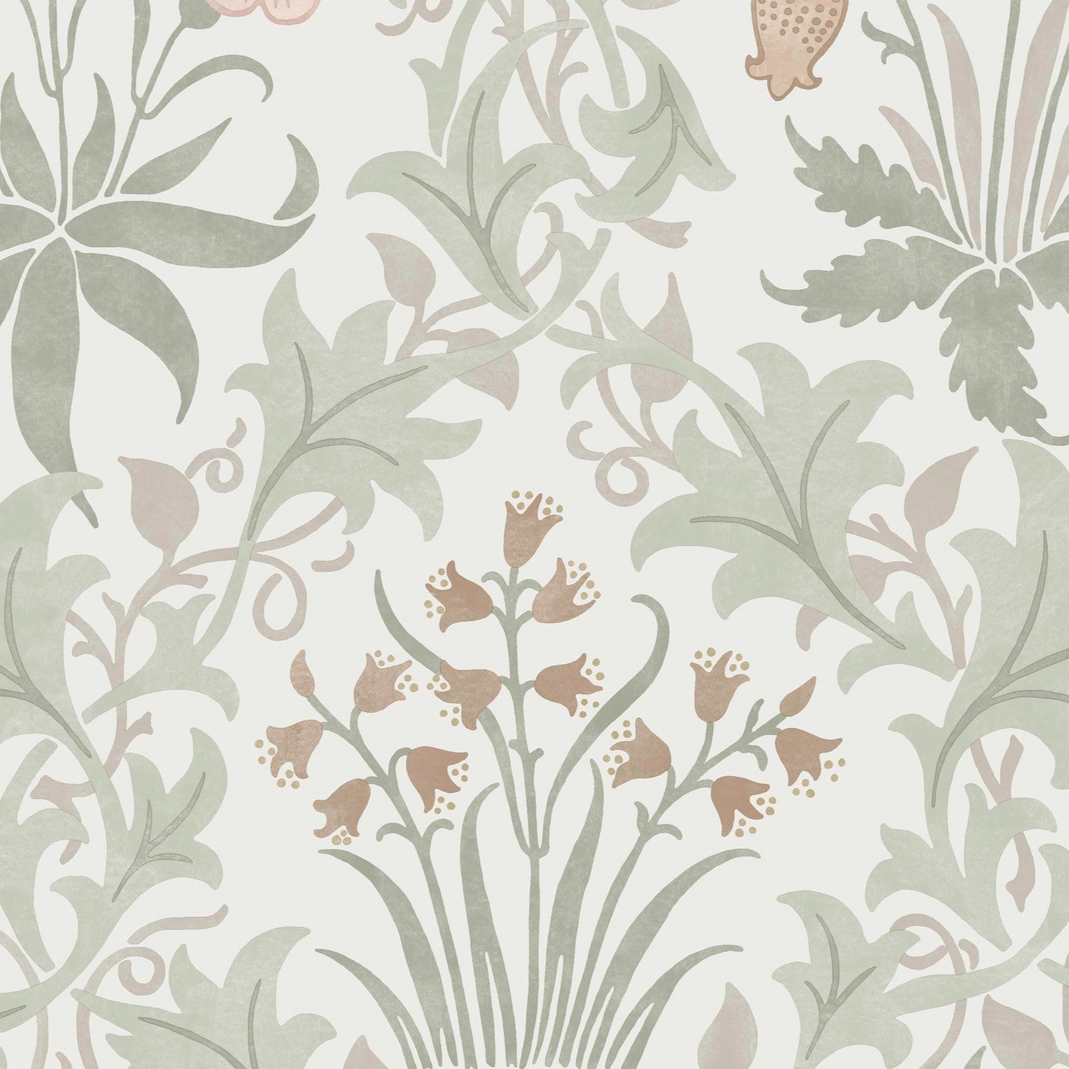 Celandine Wallpaper in spring peony & sage color - pattern number 145679 - by William Morris in the William Morris at Home SS26 collection