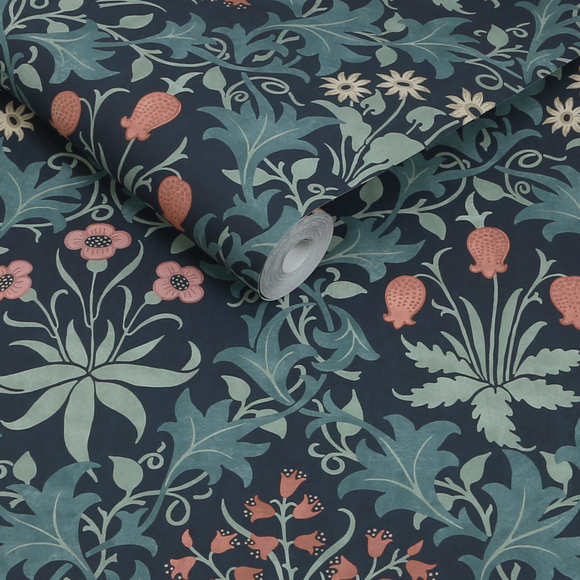 Celandine Wallpaper in midnight color - pattern number 145681 - by William Morris in the William Morris at Home SS26 collection
