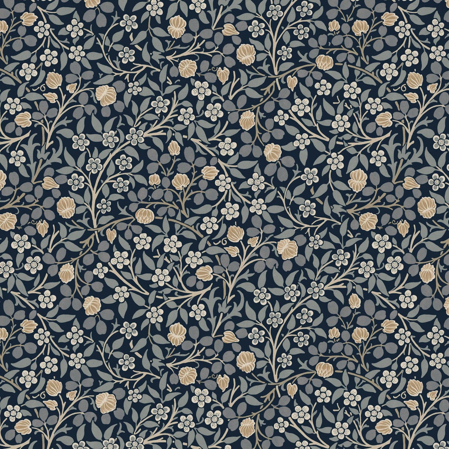Clover Wallpaper in midnight color - pattern number 145686 - by William Morris in the William Morris at Home SS26 collection