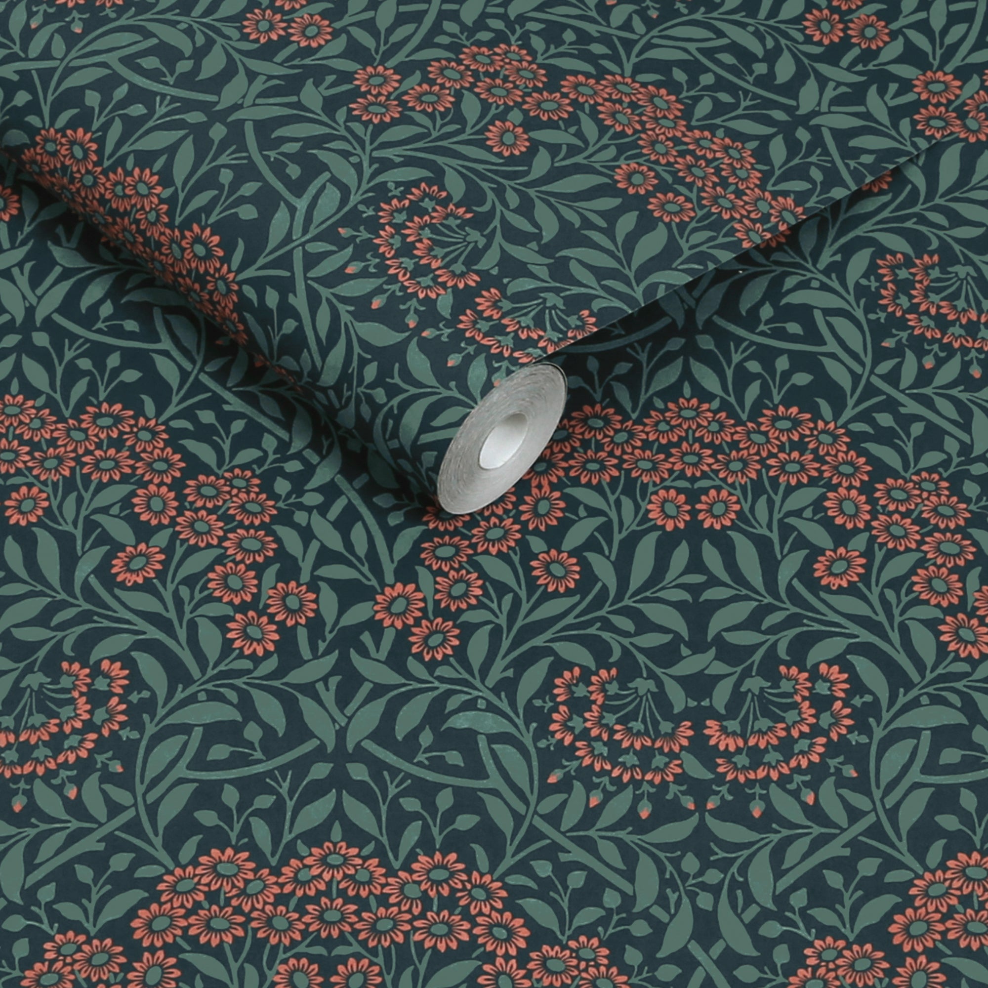 Michaelmas Daisy Wallpaper in midnight color - pattern number 145690 - by William Morris in the William Morris at Home SS26 collection