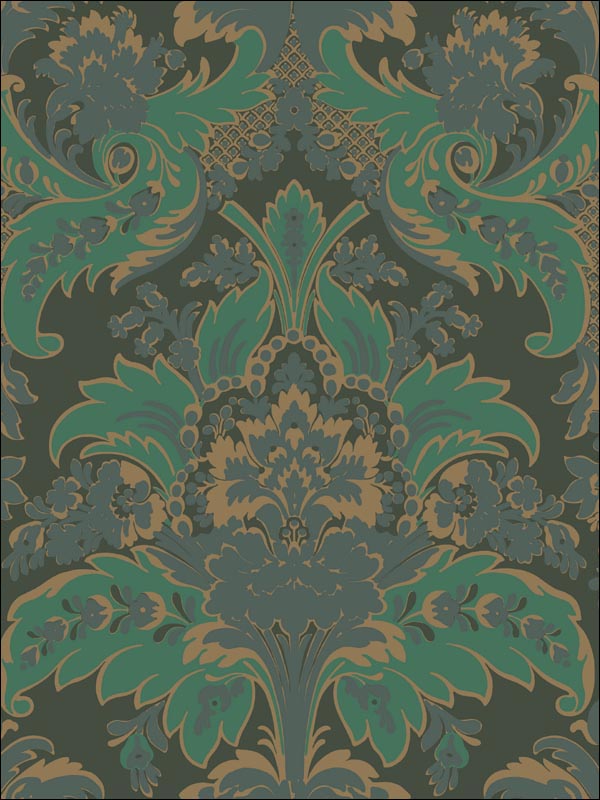 Aldwych wallpaper in green and gold color - pattern number 94/5028.CS.0 - by Cole and Son in the Albemarle collection