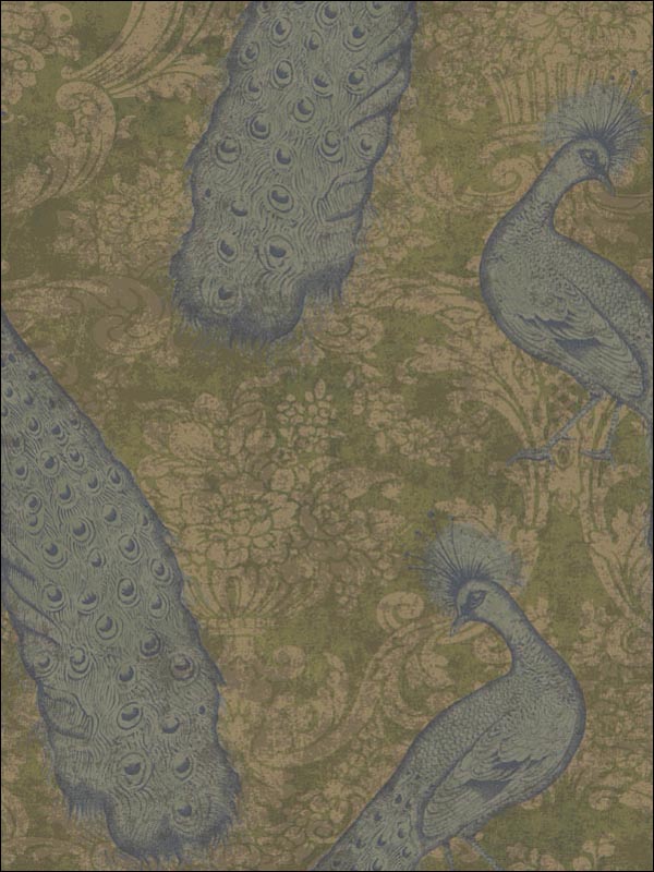 Byron wallpaper in teal and pewter color - pattern number 94/7037.CS.0 - by Cole and Son in the Albemarle collection