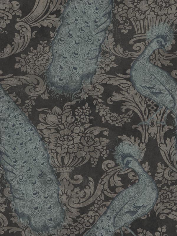 Byron wallpaper in teal and graphite color - pattern number 94/7041.CS.0 - by Cole and Son in the Albemarle collection