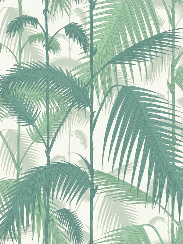 Palm Jungle fabric in forest green white color - pattern number 95/1002.CS.0 - by Cole and Son in the Contemporary Restyled collection