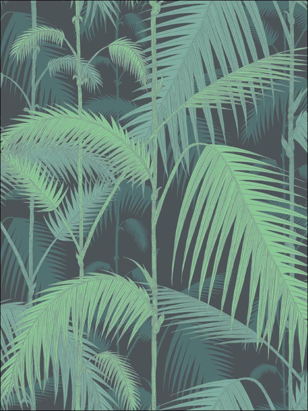Palm Jungle fabric in green black color - pattern number 95/1003.CS.0 - by Cole and Son in the Contemporary Restyled collection