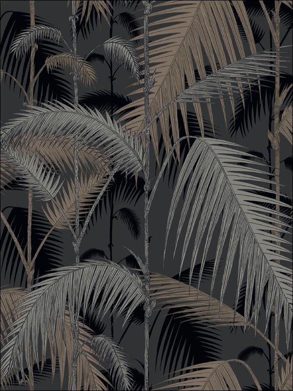 Palm Jungle fabric in silver black color - pattern number 95/1004.CS.0 - by Cole and Son in the Contemporary Restyled collection