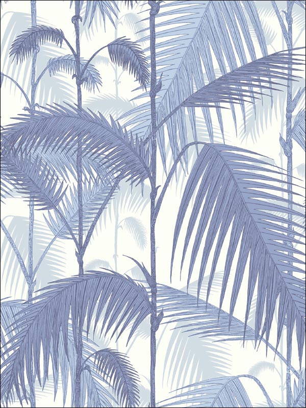 Palm Jungle fabric in blues white color - pattern number 95/1005.CS.0 - by Cole and Son in the Contemporary Restyled collection