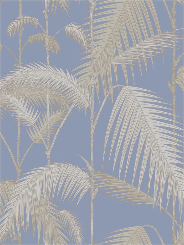 Palm Jungle fabric in straw and blue color - pattern number 95/1006.CS.0 - by Cole and Son in the Contemporary Restyled collection