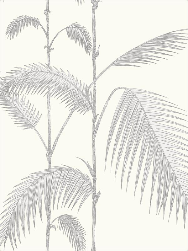 Palm Leaves fabric in grey white color - pattern number 95/1008.CS.0 - by Cole and Son in the Contemporary Restyled collection