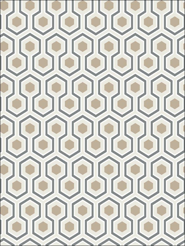 Hicks Hexagon fabric in gilver white black color - pattern number 95/3016.CS.0 - by Cole and Son in the Contemporary Restyled collection
