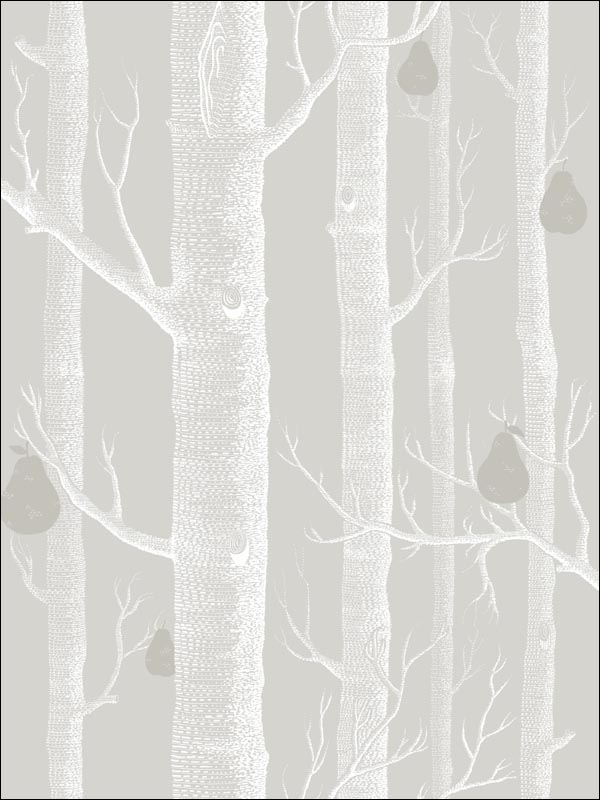 Woods and Pears fabric in grey white silver color - pattern number 95/5029.CS.0 - by Cole and Son in the Contemporary Restyled collection