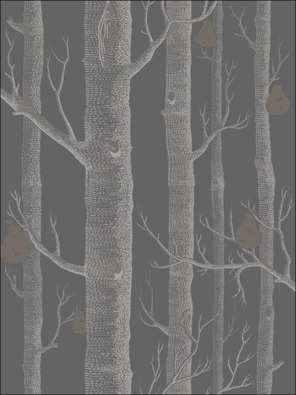 Woods and Pears fabric in gilver black color - pattern number 95/5031.CS.0 - by Cole and Son in the Contemporary Restyled collection