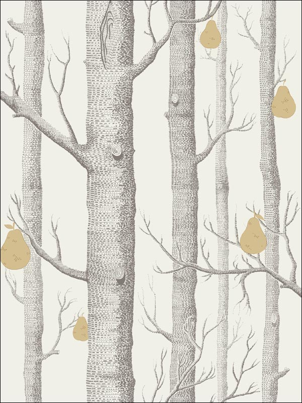 Woods and Pears fabric in charcoal linen gold color - pattern number 95/5032.CS.0 - by Cole and Son in the Contemporary Restyled collection