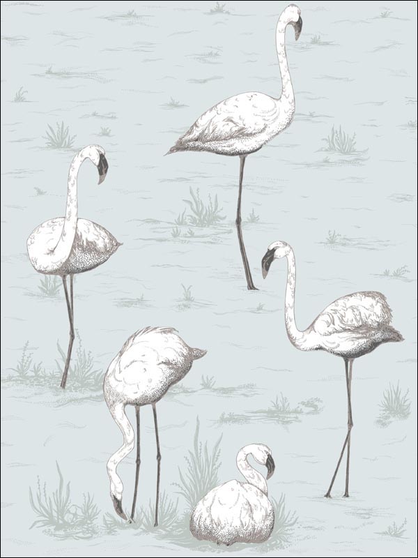 Flamingos fabric in charcoal aqua color - pattern number 95/8047.CS.0 - by Cole and Son in the Contemporary Restyled collection