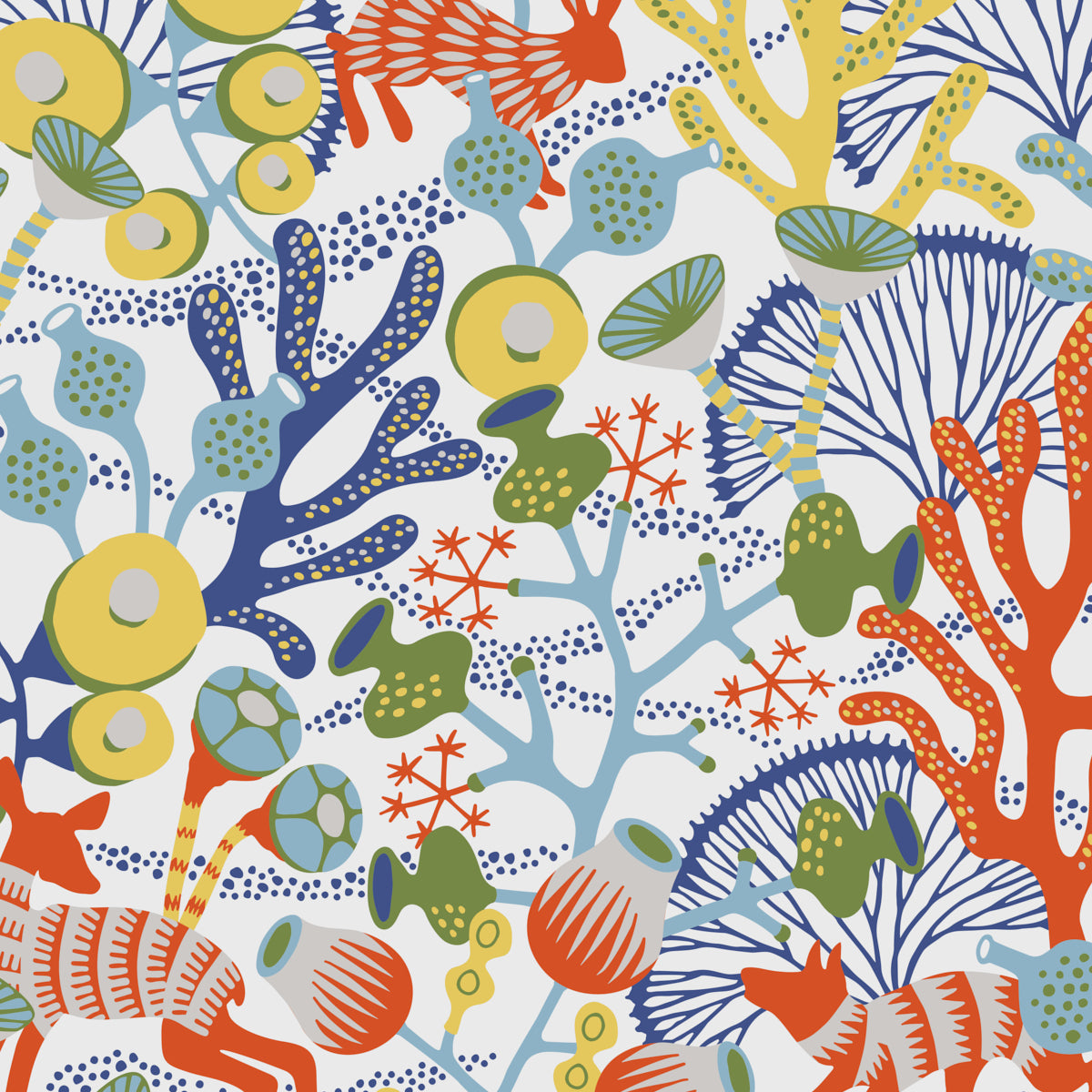 Korallang wallpaper in ivory multi color - pattern number 1462 - by Schumacher in the Borastapeter collection