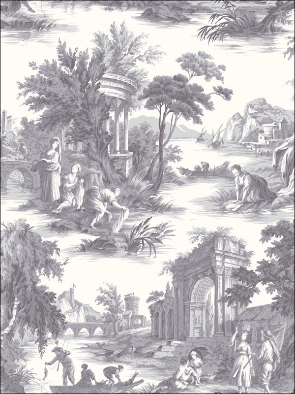 Villandry fabric in charcoal color - pattern number 99/1003.CS.0 - by Cole and Son in the Folie collection