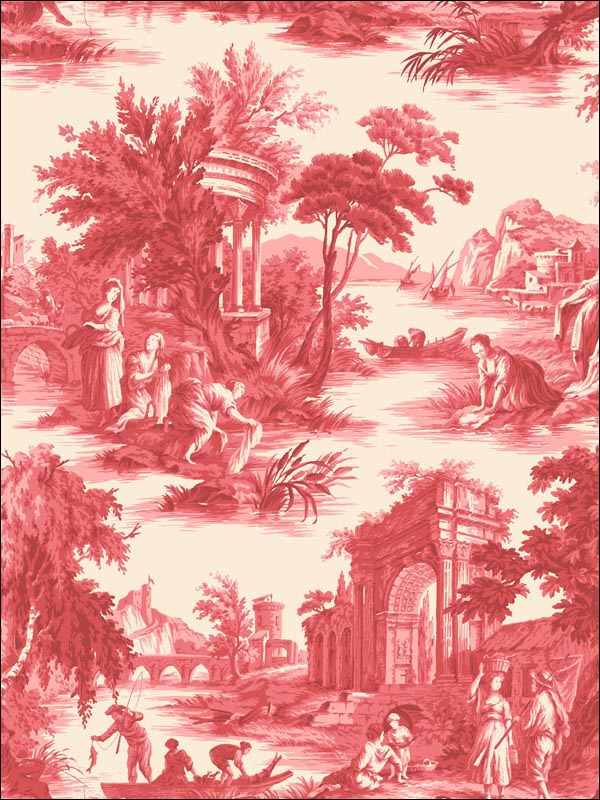 Villandry fabric in red color - pattern number 99/1004.CS.0 - by Cole and Son in the Folie collection