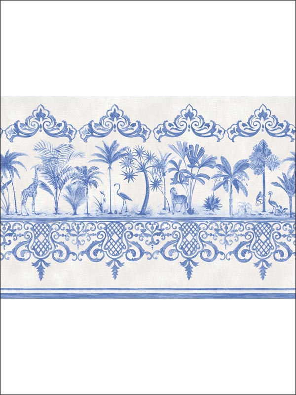Rou Border fabric in cobalt blue color - pattern number 99/10042.CS.0 - by Cole and Son in the Folie collection