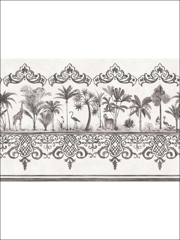 Rou Border fabric in charcoal color - pattern number 99/10044.CS.0 - by Cole and Son in the Folie collection