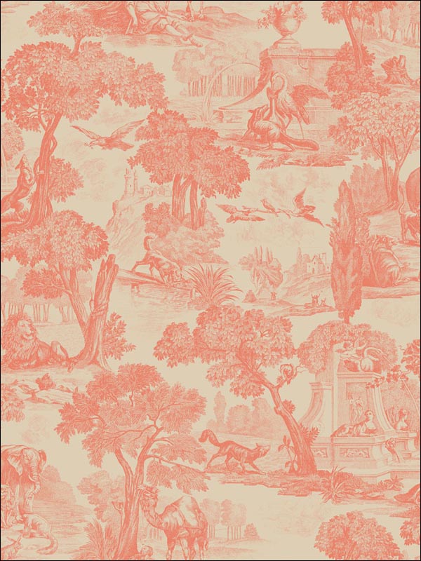 Versailles fabric in coral color - pattern number 99/15060.CS.0 - by Cole and Son in the Folie collection