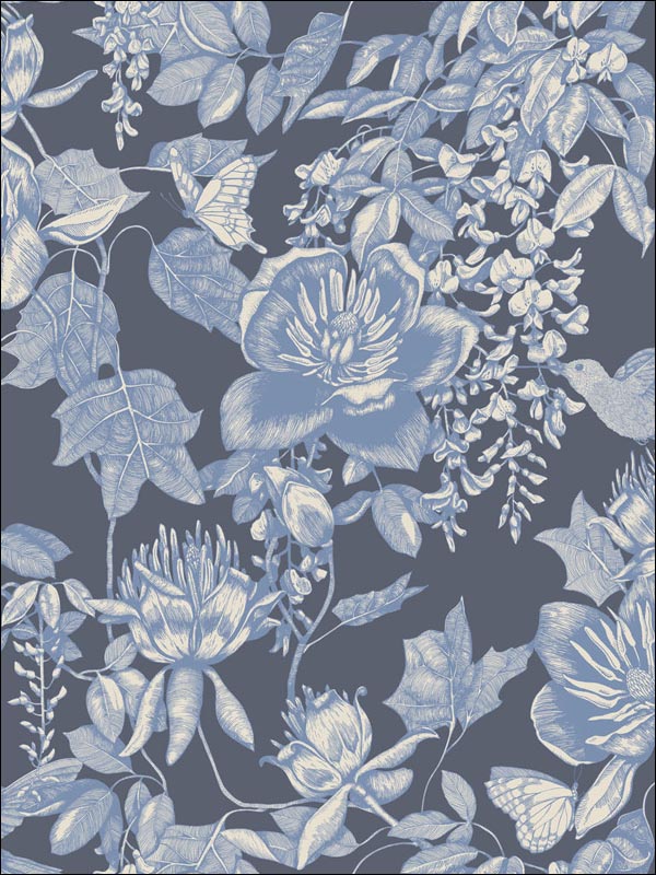 Tivoli wallpaper in indigo color - pattern number 99/7032.CS.0 - by Cole and Son in the Folie collection