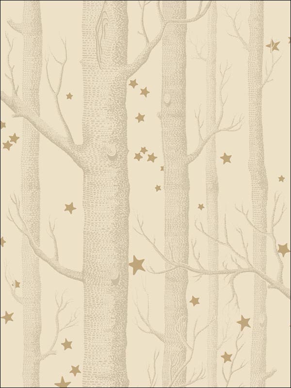 Woods and Stars fabric in buff gold color - pattern number 103/11049.CS.0 - by Cole and Son in the Whimsical collection