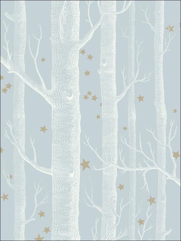 Woods and Stars fabric in powder blue color - pattern number 103/11051.CS.0 - by Cole and Son in the Whimsical collection