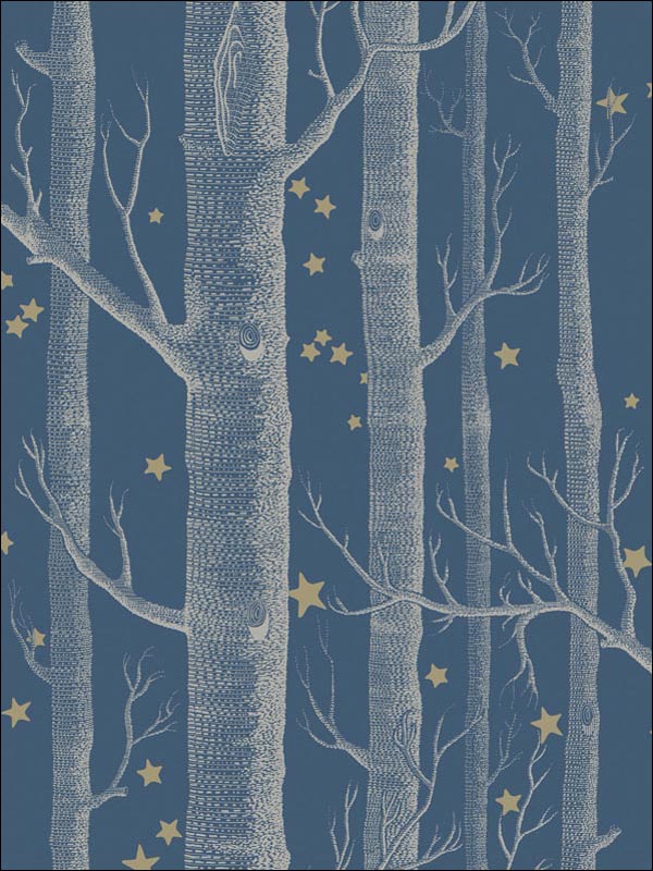 Woods and Stars fabric in midnight color - pattern number 103/11052.CS.0 - by Cole and Son in the Whimsical collection