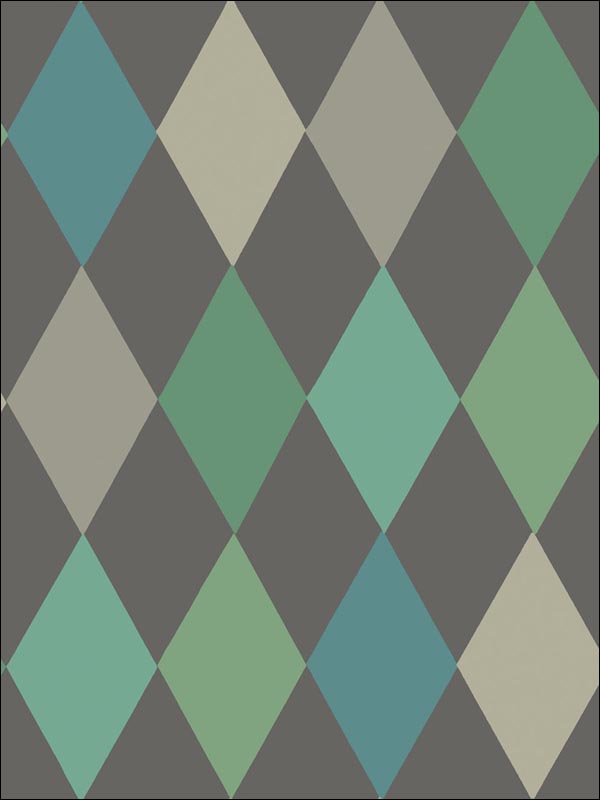 Punchinello wallpaper in teal on charcoal color - pattern number 103/2007.CS.0 - by Cole and Son in the Whimsical collection